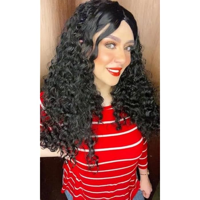 DILLARDS Long Black Curly Wig With Side Part, Heat Resistant Synthetic Hair, Natural Looking Wavy Style - Image 4